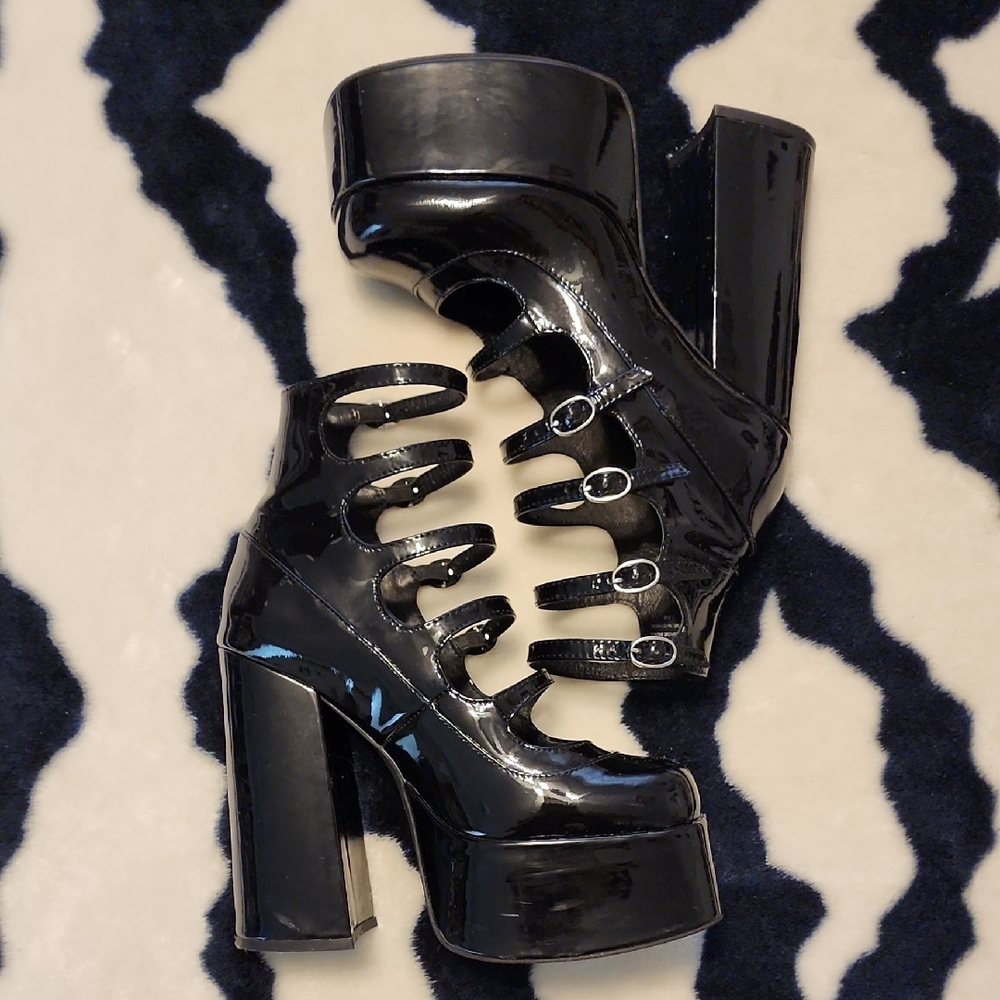 Jeffrey Campbell Xandra-lo Black Strappy Platform Heels